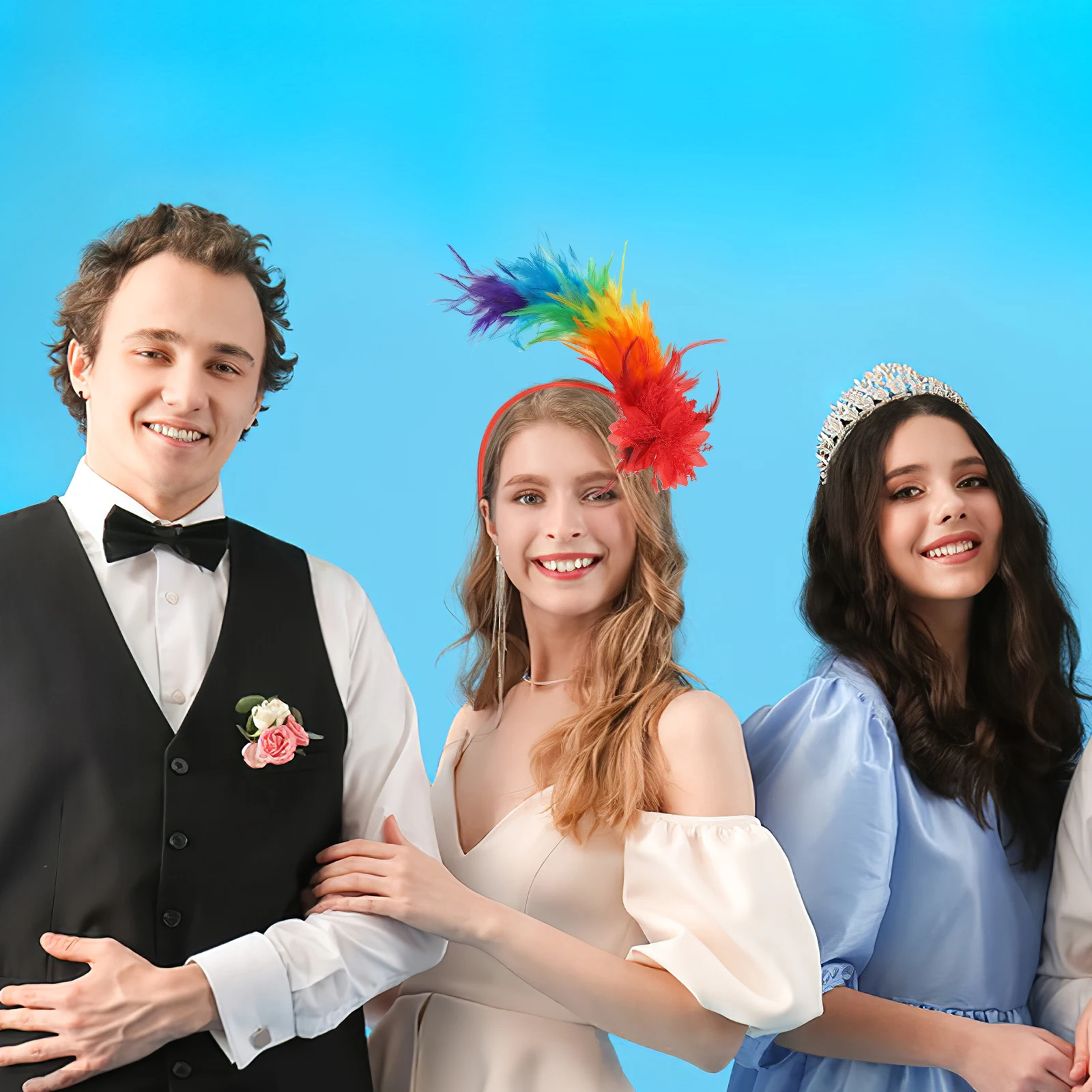 

Women Plume Headband Delicate Suppleness for Wedding Prom Halloween Vintage Carnival Headpiece Women Headpiece