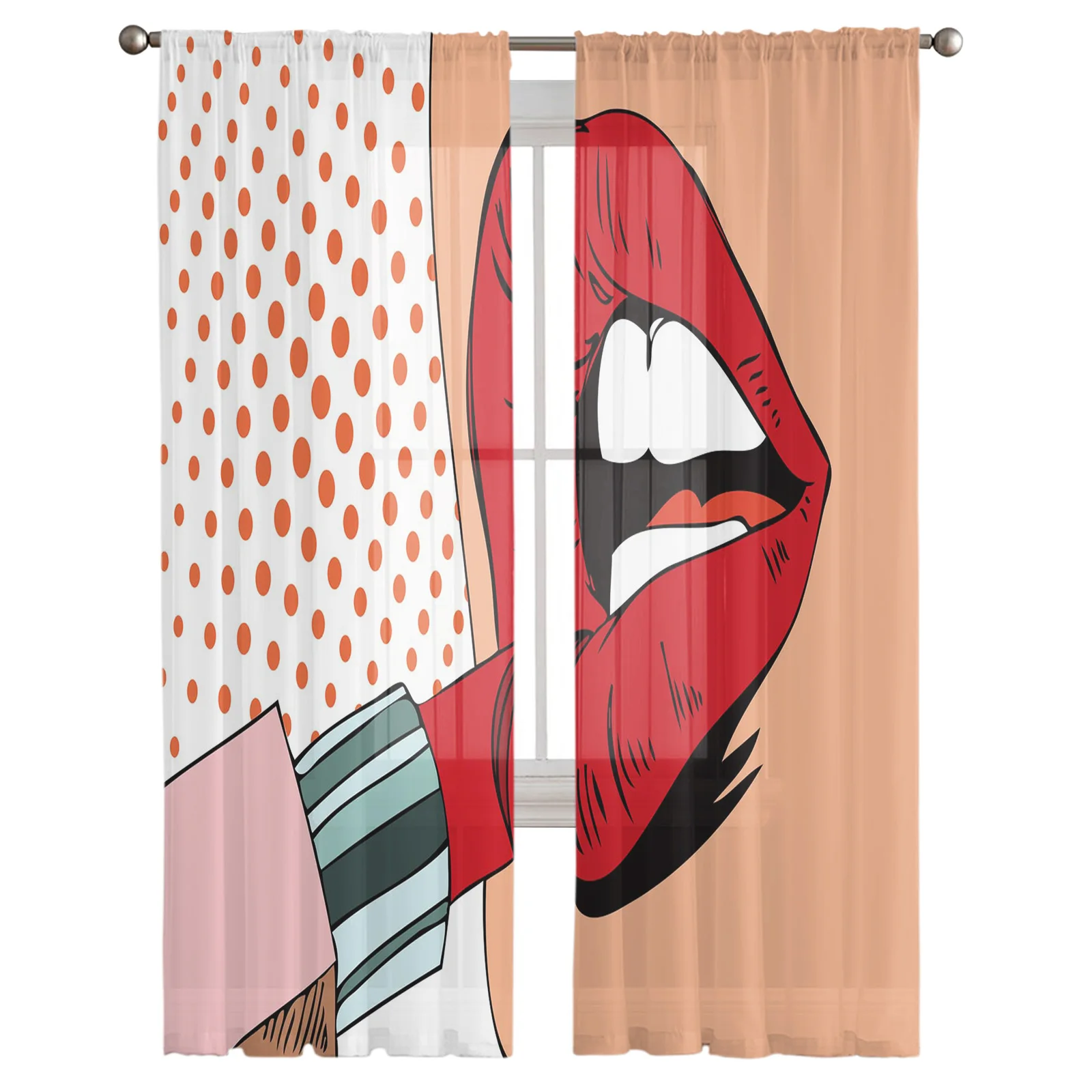 Lipstick Lips Sexy Woman Voile Curtains for Bedroom Home Decor Living Room Sheer Window Curtains Modern Printed Tulle Curtains