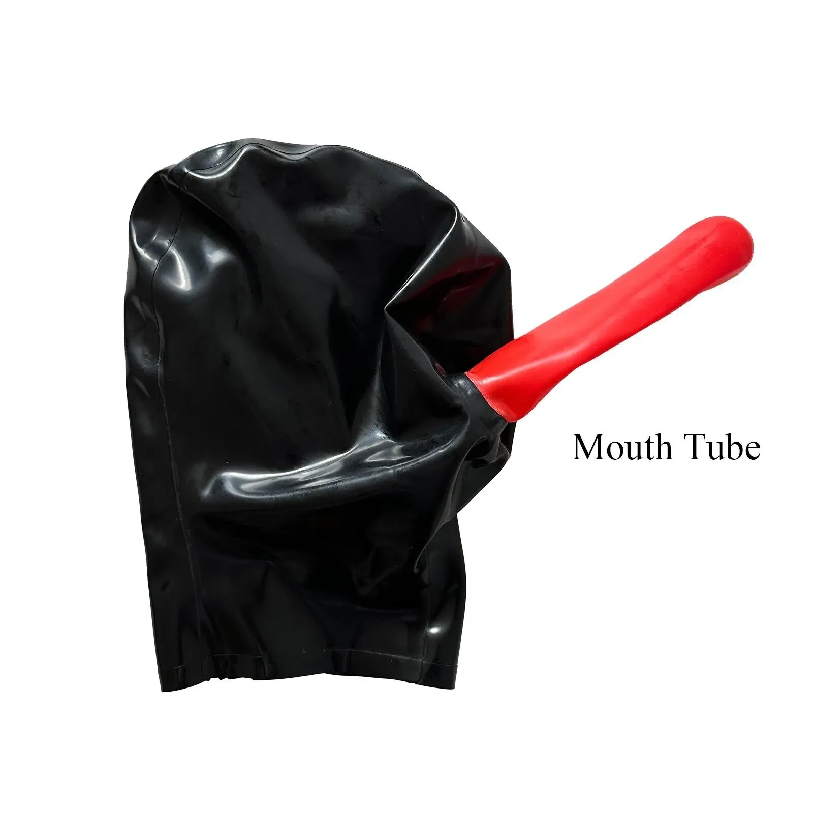 Latex chewing gum hat strap with red mouth condom rubber mask opening nostril role-playing