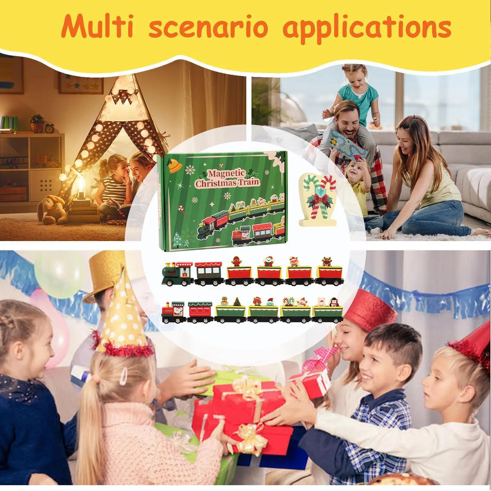 Train de noël pour enfants, décoration festive en bois, jouets éducatifs pour enfants, garçons et filles, collectionneurs, salon, chambre à coucher, étude