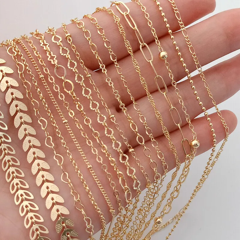 

14k gold plated jewelry accessories copper chains 100cm making DIY chain necklace FPPJ