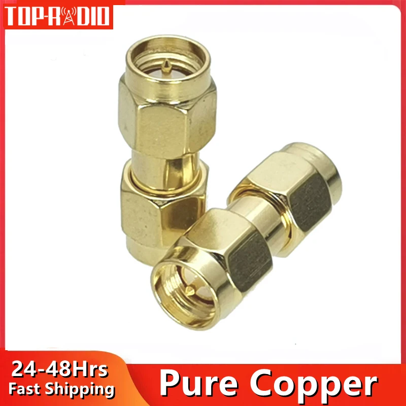 1PC SMA Male Plug to SMA Male Plug Adapter Gold Plated RF Coaxial Converter Connector Straight New Brass