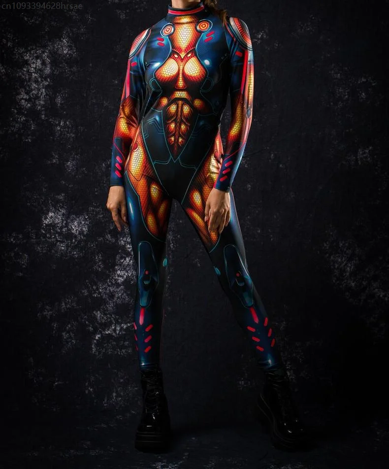 

3D Printed Multicolour Cosplay Costume Women Sexy Zentai Bodysuit Halloween Party Jumpsuits Carnival Holiday Dress Up Outfit