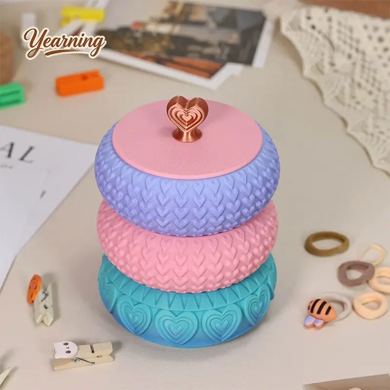 

3D Printed Heart Shape Jewelry Box Cute Girly Desktop Small Items Organizer Earrings Rings Storage Tray