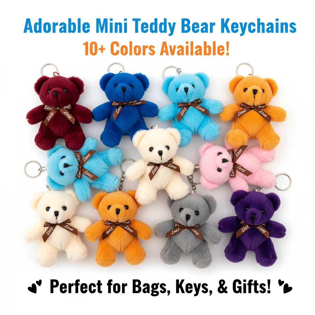 

Mini Plush Teddy Beared Keychain Doll Small Stuffed Bears For Baby Shower Favors, Birthday Gifts Party Decorations