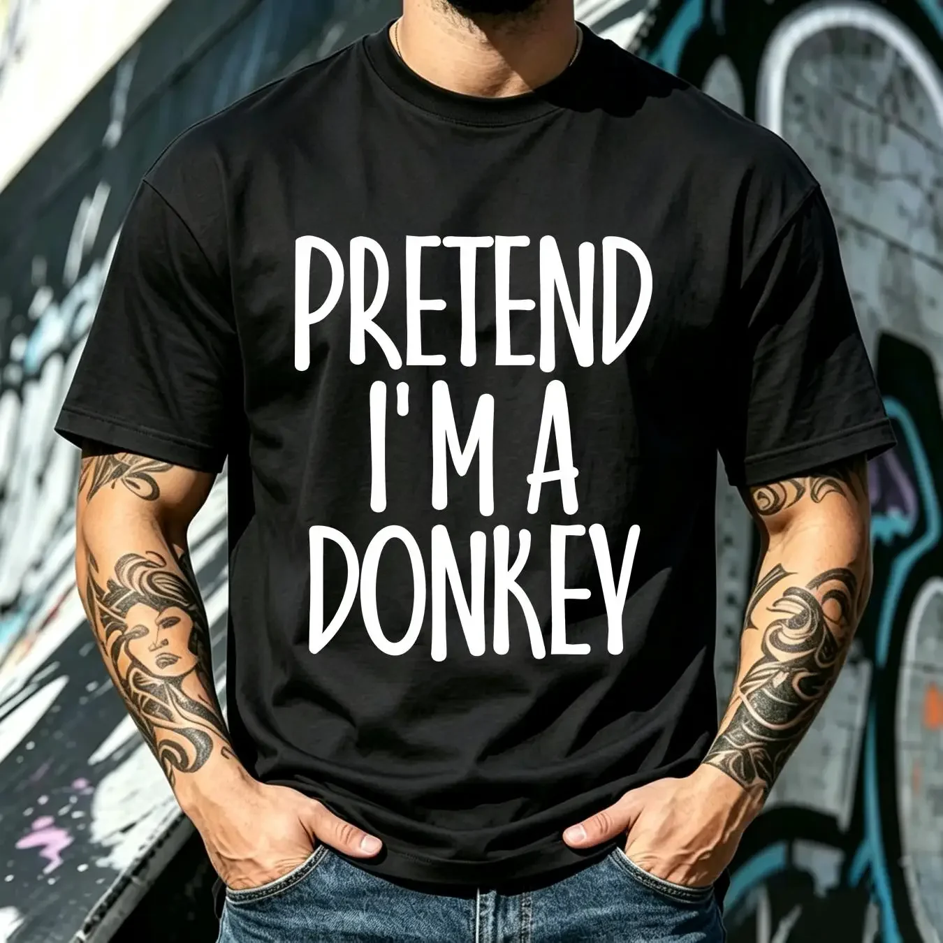 washed T Shirt Fun Easy Pretend I m Donkey Costume Joke Halloween vintage Versatile Stylish homme Soft Slightly vintage Washed