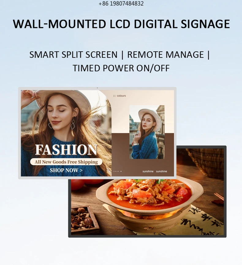 

55 Inch Indoor LCD Digital Signage Display, Commercial Advertising Equipment for Shopping Mall Exhibition Hall