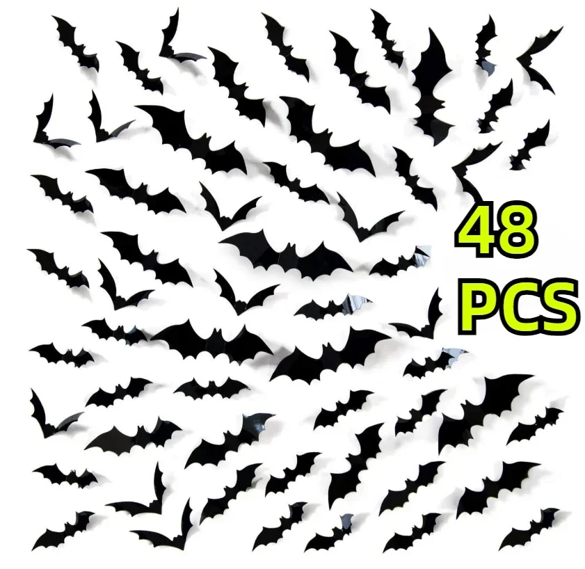 Halloween Dekoration 3D Schwarz PVC Fledermaus Halloween Party DIY Dekor Wand Aufkleber Bar Zimmer Halloween Party Scary Decos Requisiten