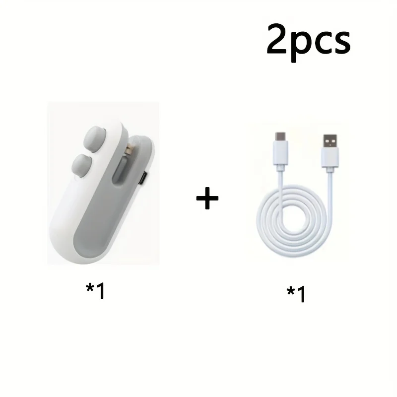 Silent & Portable Snack Bag Sealer (2-Pack with USB Cable). The Essential Chip Clip for Home and Camping. Reusable and Efficient