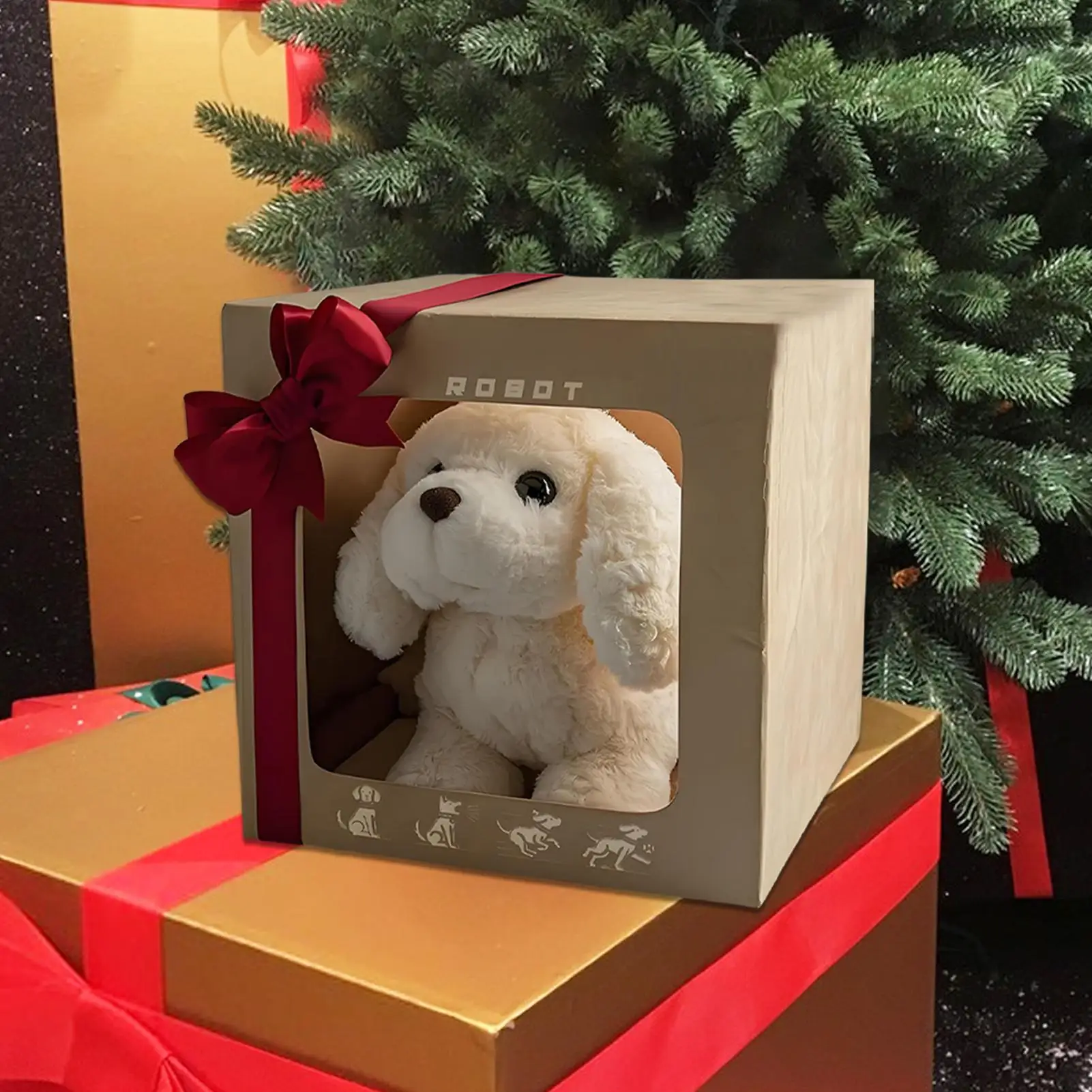Robot Puppy Interactive Plush Dog Barking Walking Tail Wagging Soft Toys Animal Companion For Kids Ages 0-5 Home Classroom