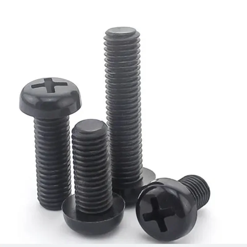 100pcs/lot M4*6-40 M5*8-50 M6*10-50 M8*10-60 black nylon plastic phillips cross recessed pan head round head screws bolts570