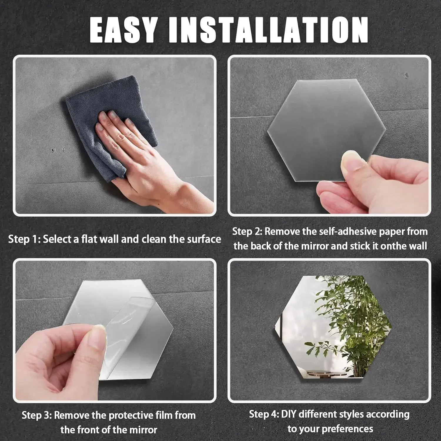3D Hexagon Mirror Wall Stickers 6