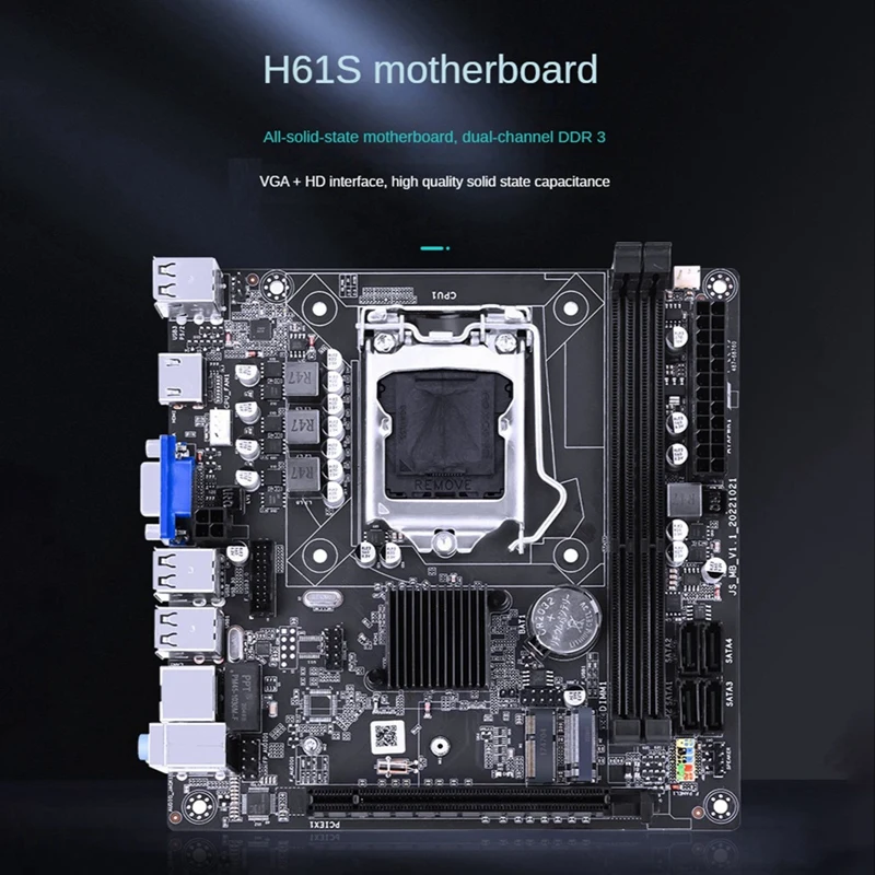 H61S (H61) LGA1155 Moederbord + I3 2120 CPU + 4G DDR3 1600 Mhz RAM + Thermisch Vet + SATA Kabel + Baffle Ondersteuning 2XDDR3 RAM Slot