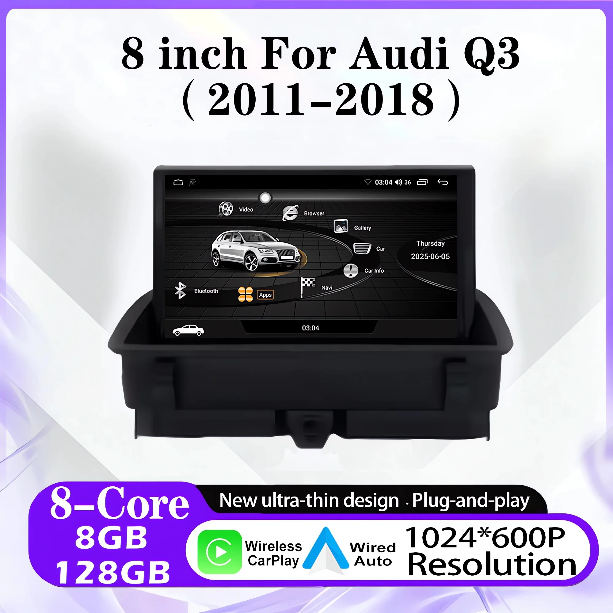 8 "HD Bildschirm Android 15 Für Audi Q3 8U Sport 2011-2018 Auto Radio Stereo Video Stereo GPS Navigation drahtlose CarPlay 4G Lte