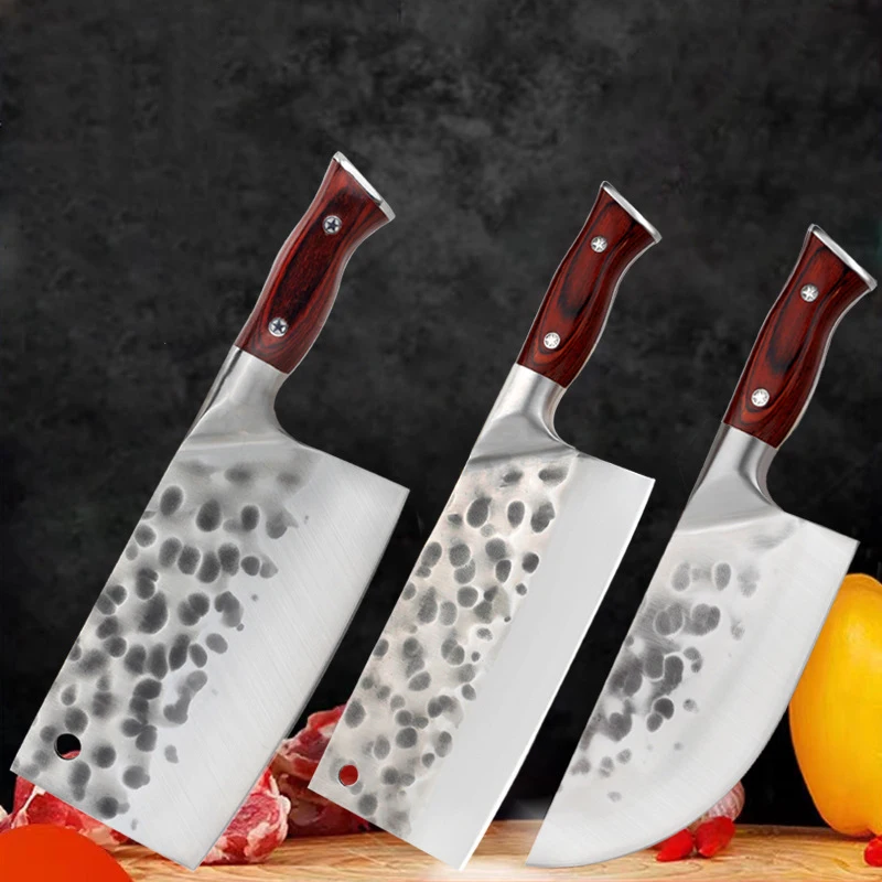 Forged Kitchen Chef Knife Set Stainless Steel Meat Vegetables Slicing Knife Butcher Fish Cleaver Chopping Knives Wide Blade