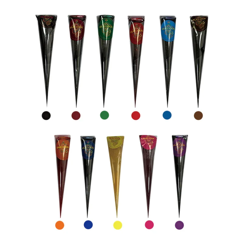 Tatuagem temporária multicolorida pintura corporal cones de henna fácil de limpar creme de arte para arte corporal diy pintura traje evento