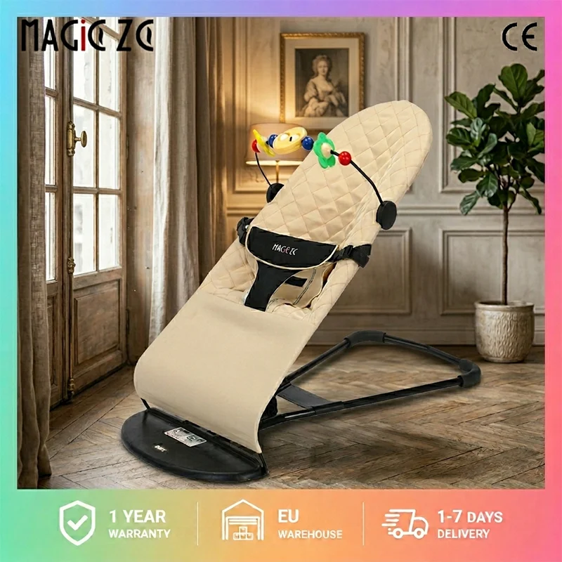 Babywippe 3-in-1: Schaukel und Liege für Neugeborene bis Kleinkinder, Ergonomischer Babyschaukelstuhl mit 3-Punkt-Sicherheitsgurt, Abnehmbarer Waschbarer Baumwollbezug, Kompakt Faltbar