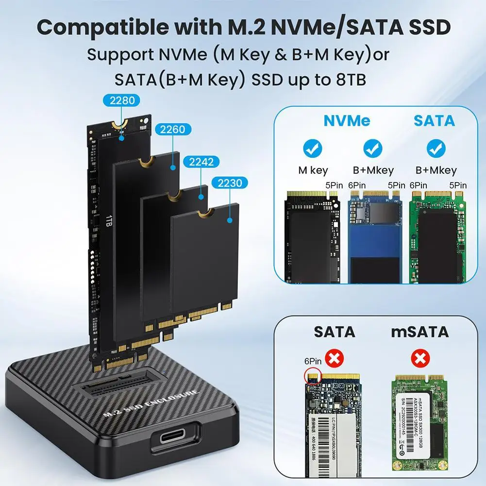 10Gbps Single Bay Ssd Harde Schijf Externe Doos Sata Ngff/Nvme M.2 Efficiënt Warmte Docking Station & Data Store Kloon Functie