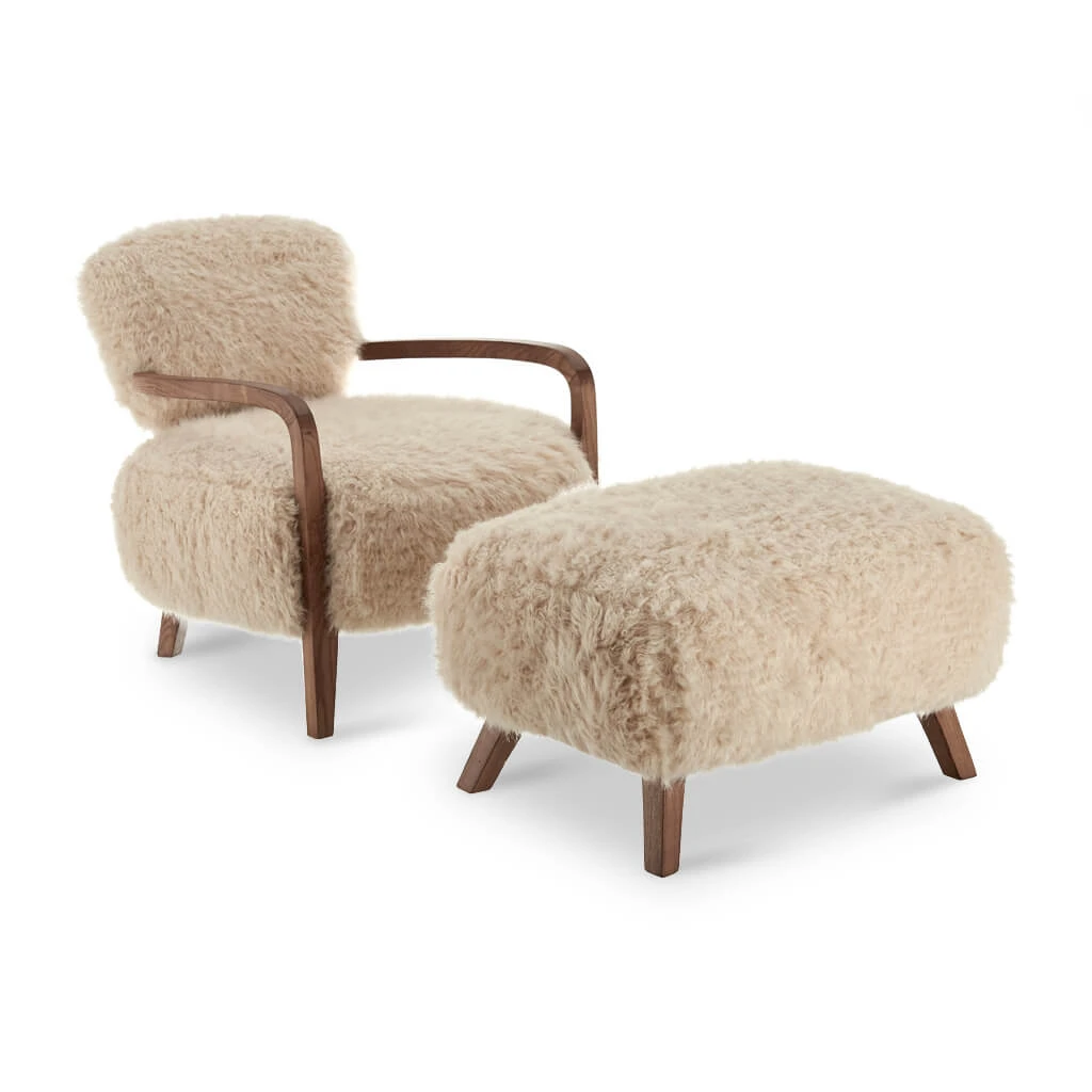 Sheepskin Armchair Comfortable Home Furniture for Living Room Elegant Lounge Chair