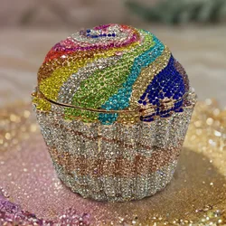 Small Cake Ice Cream Diamond Handbags Metal Chain Evening Bag Crystal Banquet Clutch Purse Bag Luxury Designer Dress Women's Bag