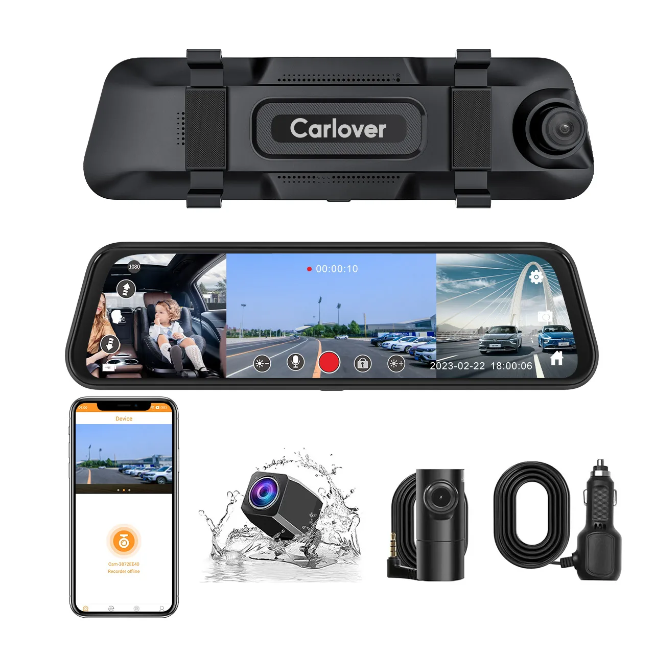 DVR Dash Rear View Mirror 3 Channels with Wifi Front and Cabin Video Recorder car black box