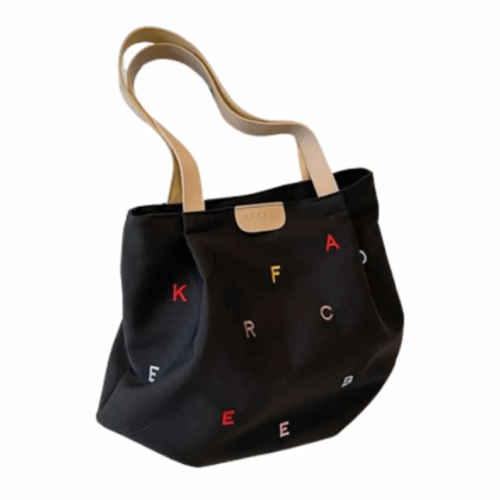 

Casual Embroidery Letter Handbag Inner Pocket Lightweight Elegant Shoulder Bag Single Shoulder Portable Student Tote Bag
