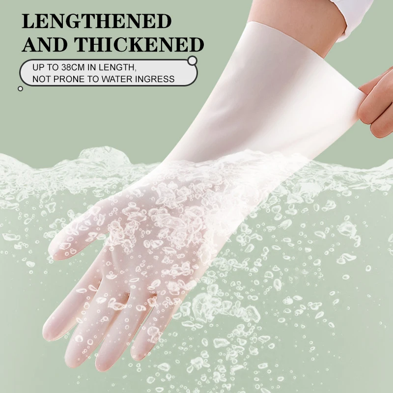 

1 Pair Set Nitrile Household Gloves For Washing Dishes Wear-resistant Extended And Thickened Specially Designed For Kitchens