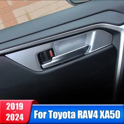 Car Inner Door Handle Bowl Frame Cover Trim Stickers For Toyota RAV4 2019 2020 2021 2022 2023 2024 RAV 4 XA50 Hybrid Accessories