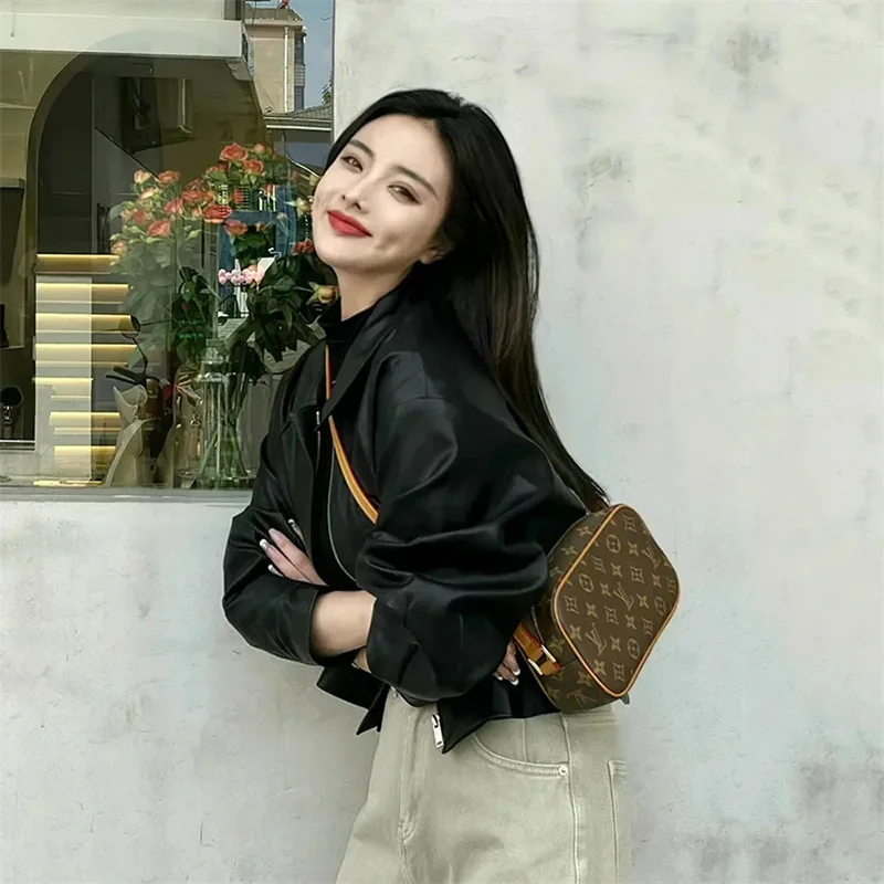 Nueva chaqueta de PU de moda coreana de primavera para mujer, abrigo corto negro de piel sintética, chaqueta de cuero Retro Chic de tendencia femenina