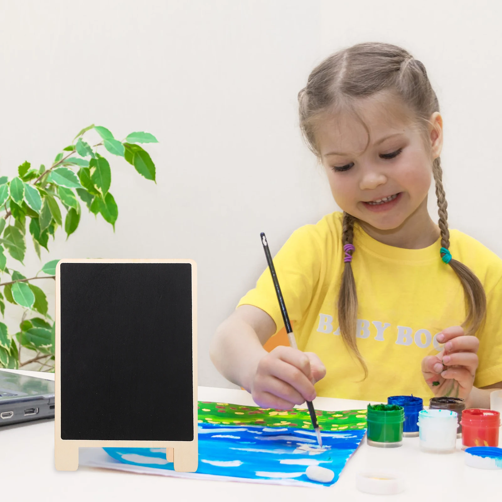 

2pcs Kids Reusable Double Sided Chalkboards Mini Wooden Message Boards Notice Writing Home Decoration Bulletin Erasable Memo