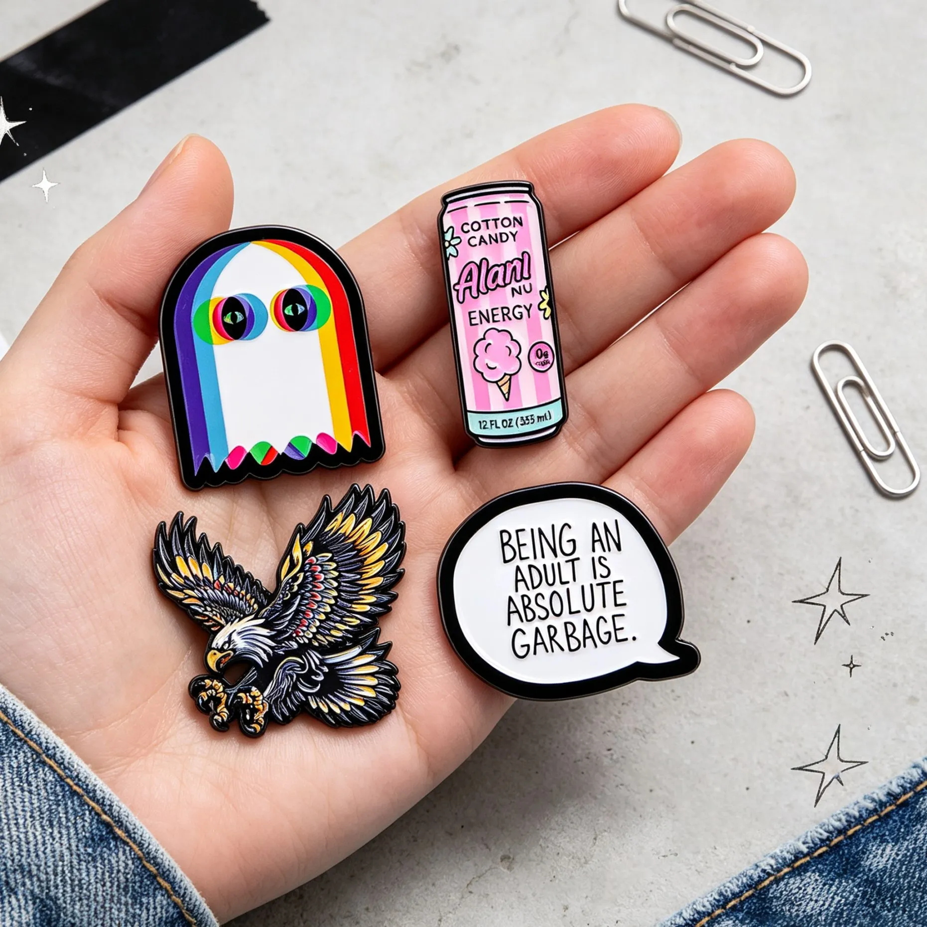 Pins de Esmalte con Citas Sarcásticas de Rainbow Ghost Eagle, Broches, Insignias, Accesorios para Ropa, Joyería Divertida, Regalos de Cumpleaños