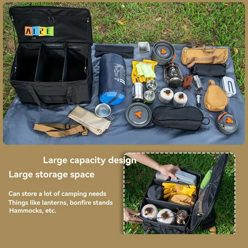 

A12E-32L Camping Cooking Utensil Organizer Large Capacity Car Trunk Storage Bag Portable Camping Travel Tool Sundries Bag