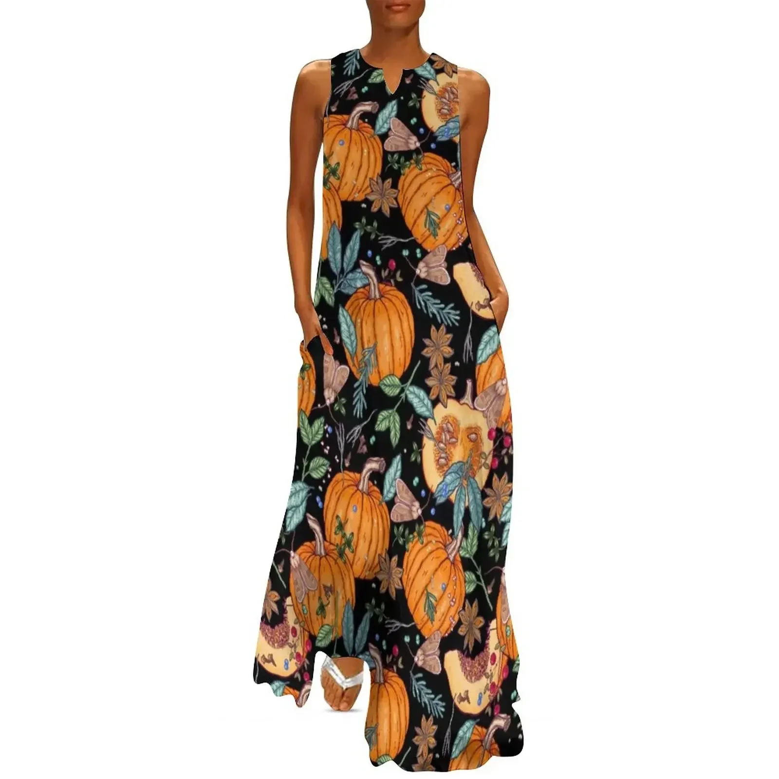 

Magic autumn pumpkins Long Dress dress for women summer women party dresses summer dress women 2025 bandage