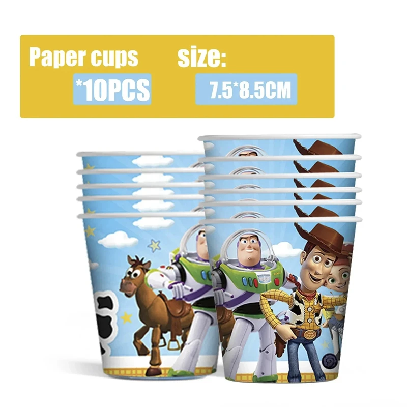 Disney Toy Story Zestaw dekoracji urodzinowych Nowy Buzz Astral Woody Serwetki papierowe Talerze Kubki Balony Artykuły na Baby Shower