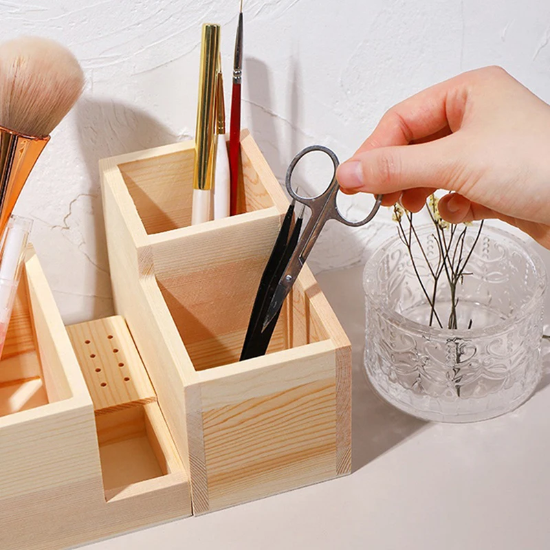 Nail Drill Machine Bits Wooden Holder, Durable for Nail Training Nail Art Accessories DIY Manicure Tools Box Display Box