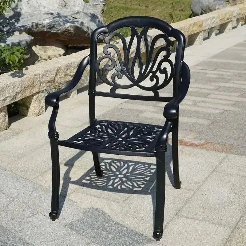 Set of 2pcs Popular outdoor chair Cast aluminum chairs patio furniture single seater durable without cushions