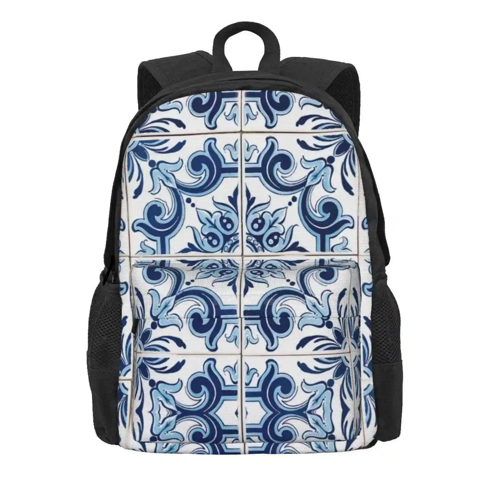 Traditional Portuguese Glazed Tiles Hot Sale Schoolbag Backpack Fashion Bags Abstract Ancient Arabesque Artistic Azulejos