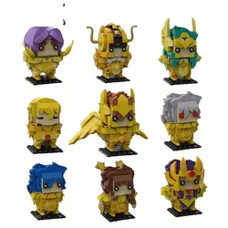 Moc Saint Seiyaed 황금 12 별자리 Brickheadz 빌딩 블록 일본 애니메이션 액션 피규어 전사 벽돌 장난감