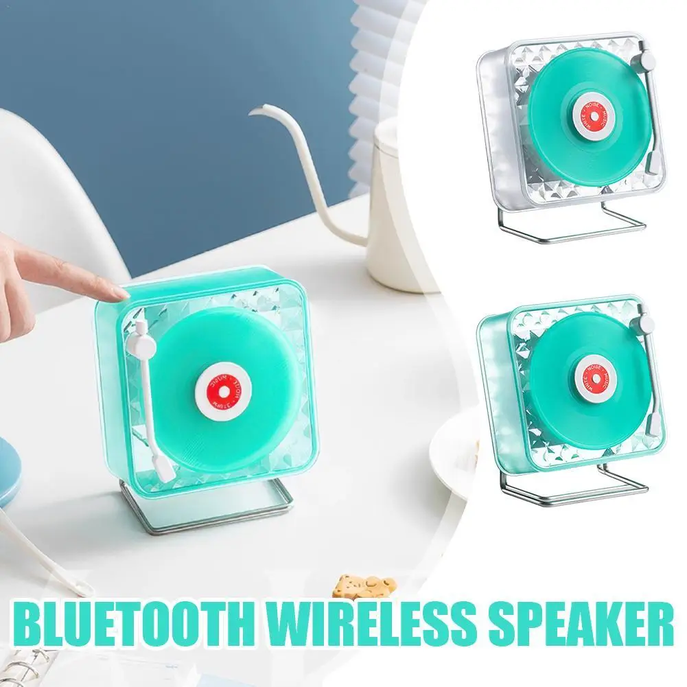 Bluetooth Speaker Wireless Mini Desktop Speaker Vinyl Record Player Design Sleeping White Noise Machine With Night Light 3 Modes