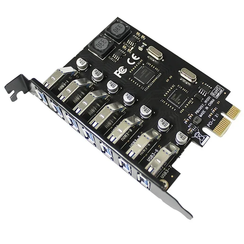 Adaptador de tarjeta de expansión USB 3,0 PCI-E, 7 puertos, concentrador USB 3,0, controlador externo, extensor PCI-E, tarjeta PCI Express para escritorio