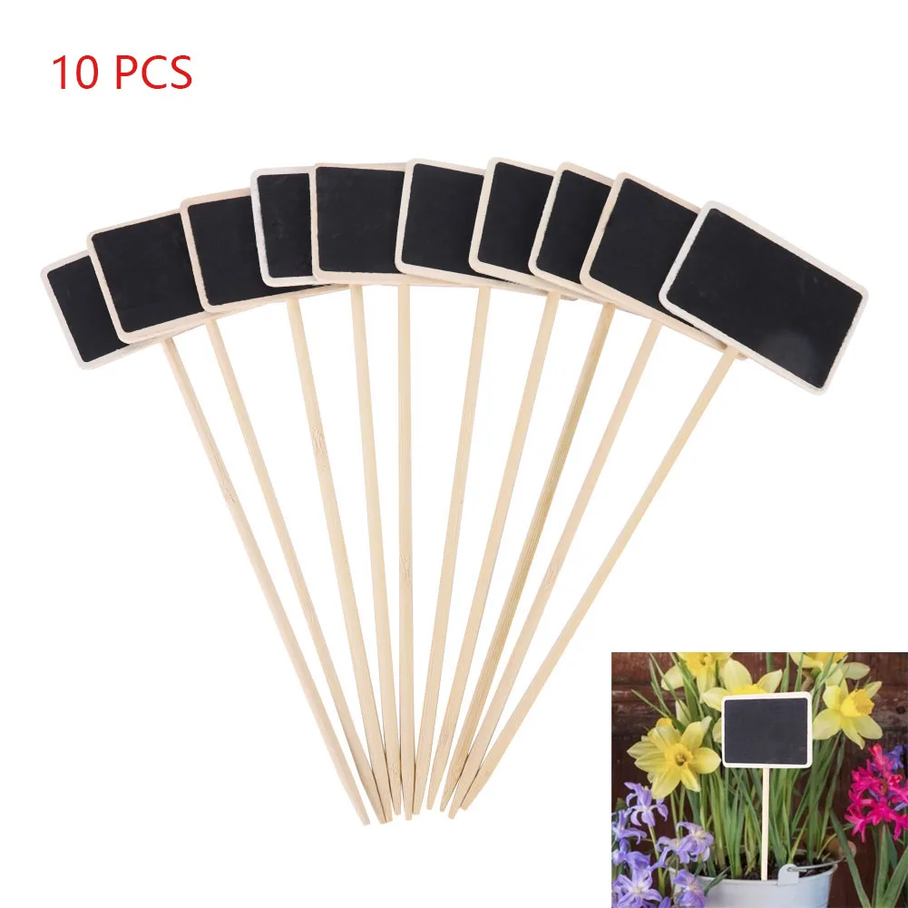 

10pcs Mini Blackboard Wooden Chalkboard Plant Labels Markers For Flower Pot Seed Potted Herbs Vegetables Garden Decoration