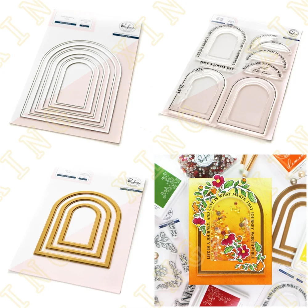 

Around the Shape Arches Metal Cutting Dies Clear Stamps Hot Foil Scrapbook Diary Secoration Embossing Stencil Template 2023 New