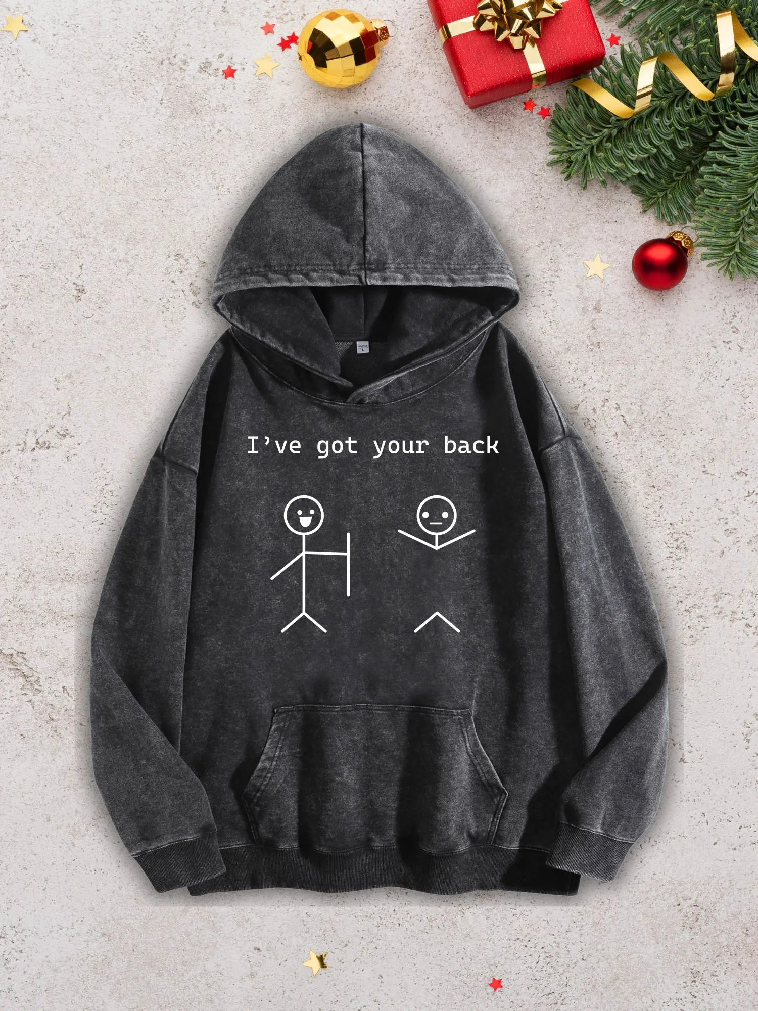 سترة بقلنسوة ثقيلة الوزن للرجال من Friendship I'Ve Got Your Back - بلوفر أسود بنمط الشارع القديم، سترة خريف وشتاء 400Gsm #1