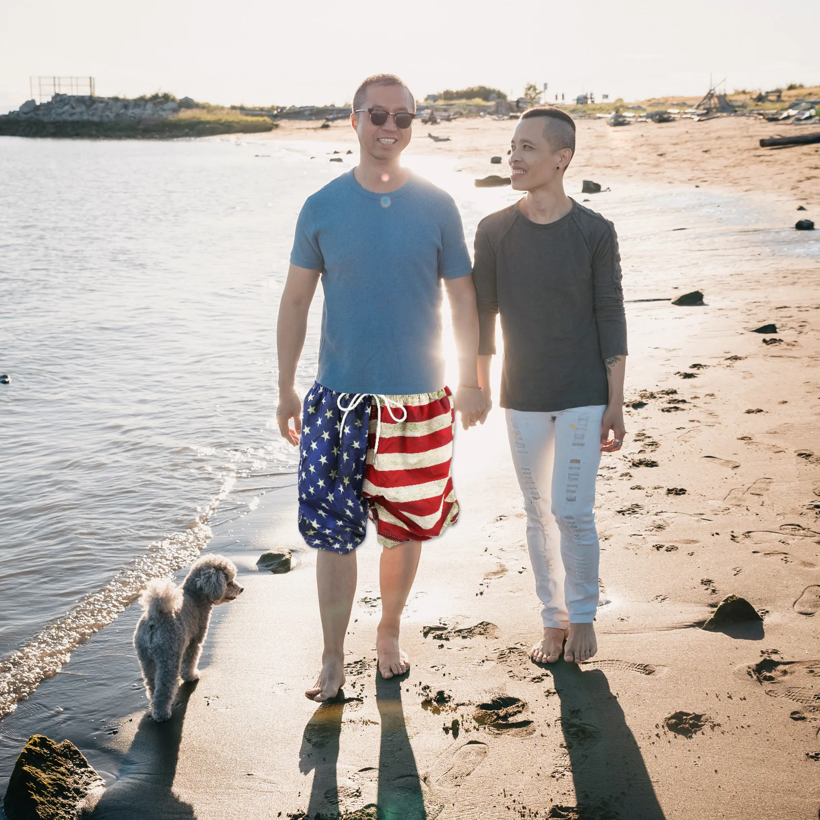 

1 пара плавок с флагом США для мужчин, быстросохнущие дышащие пляжные шорты, летние спортивные шорты на открытом воздухе, плавание, серфинг, рафтинг, фитнес