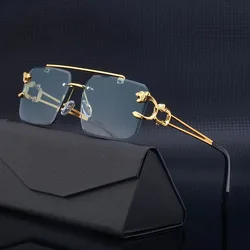 Vintage okulary przeciwsłoneczne bezramkowe dla mężczyzn Steampunk okulary przeciwsłoneczne Retro kobiety moda Punk okulary odcienie Retro Gafas De Sol Sonnenbrill