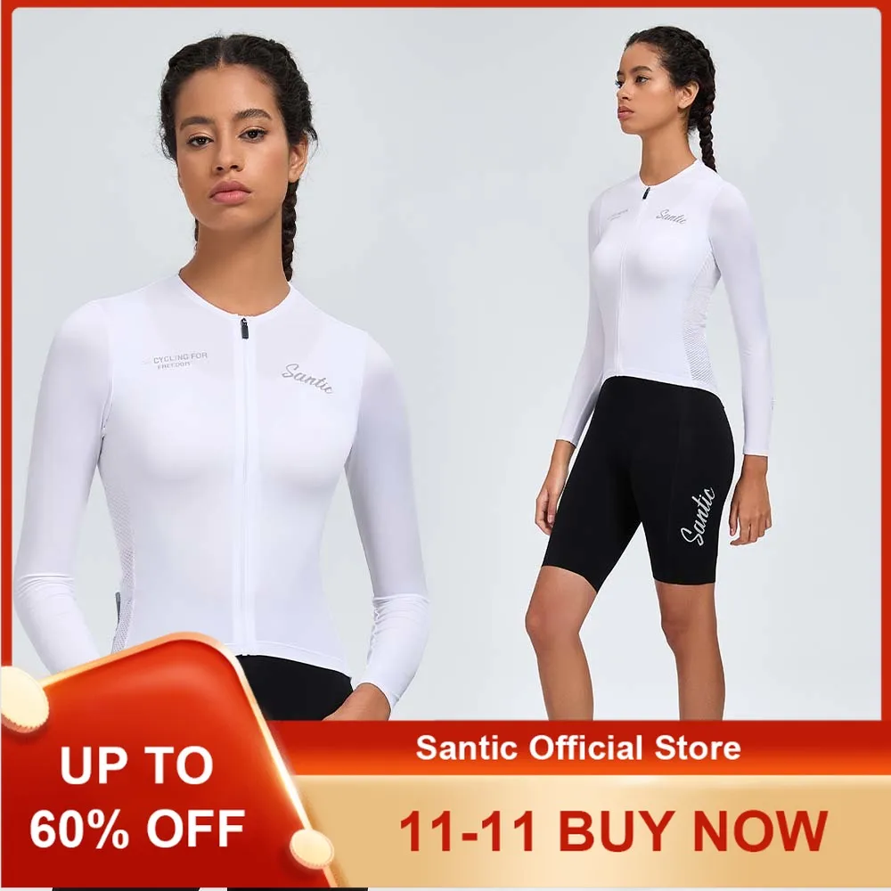 

Santic женские велосипедные майки с длинными рукавами, дышащие, быстросохнущие, для весенне-летнего сезона, удобная велосипедная одежда KL25C01181
