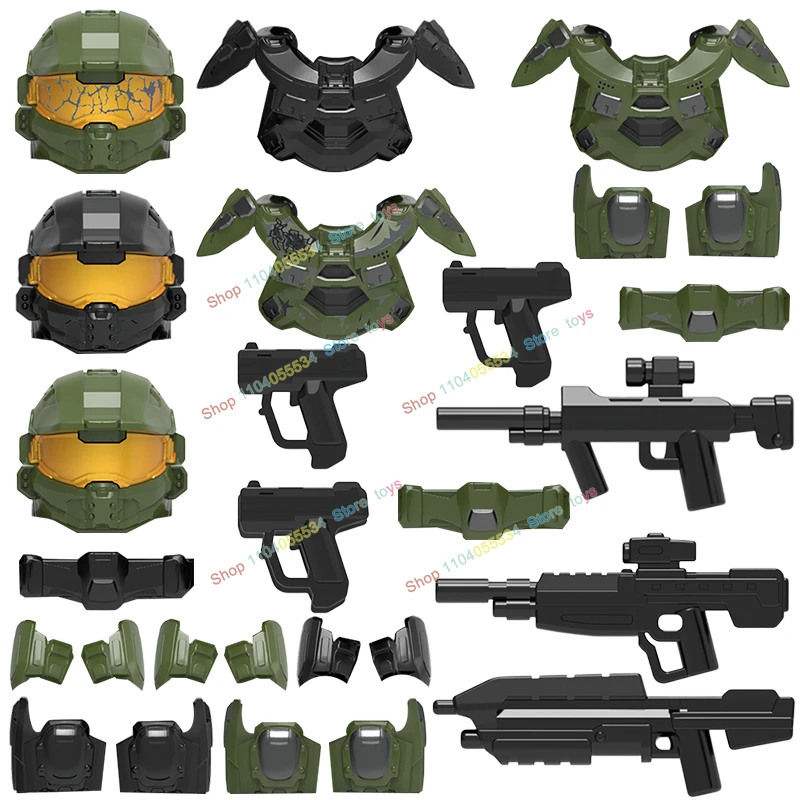 

MOC TT009 Black Armor Soldiers Assemble Scene Building Blocks mini Action Figures DIY Accessory Toys for Children Gifts