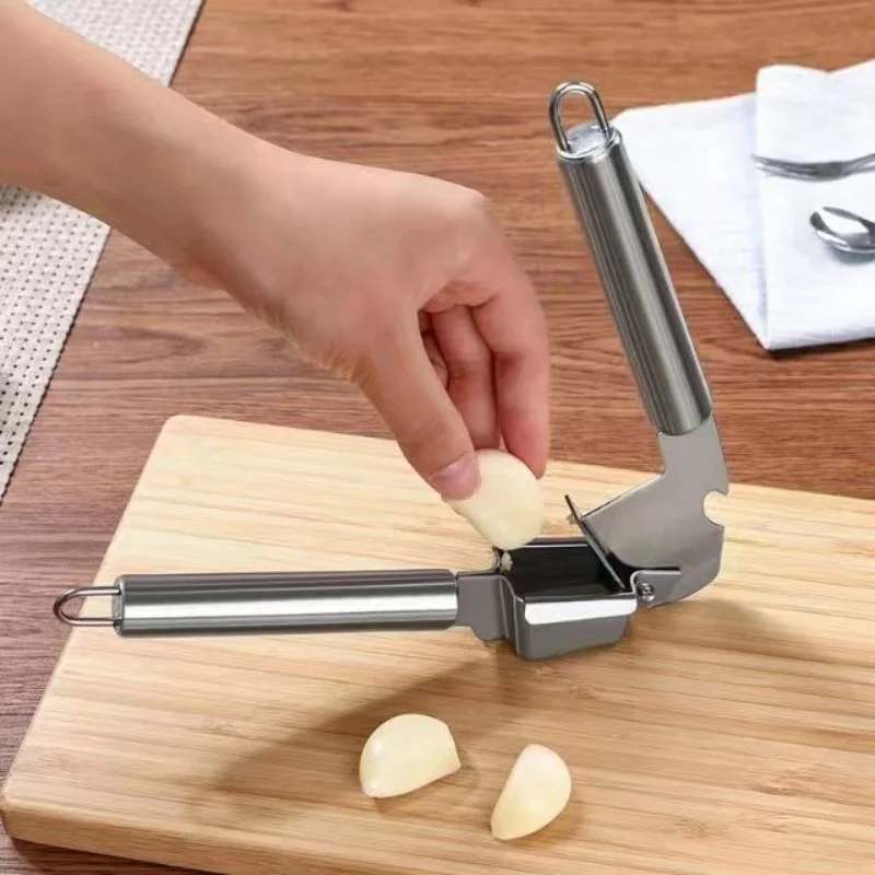 1pcs Manual Garlic Press Stainless Steel Garlic Paste Machine Labor Saving Cooking Cuisine Garlic Squeezing Peeling Kitchen Tool