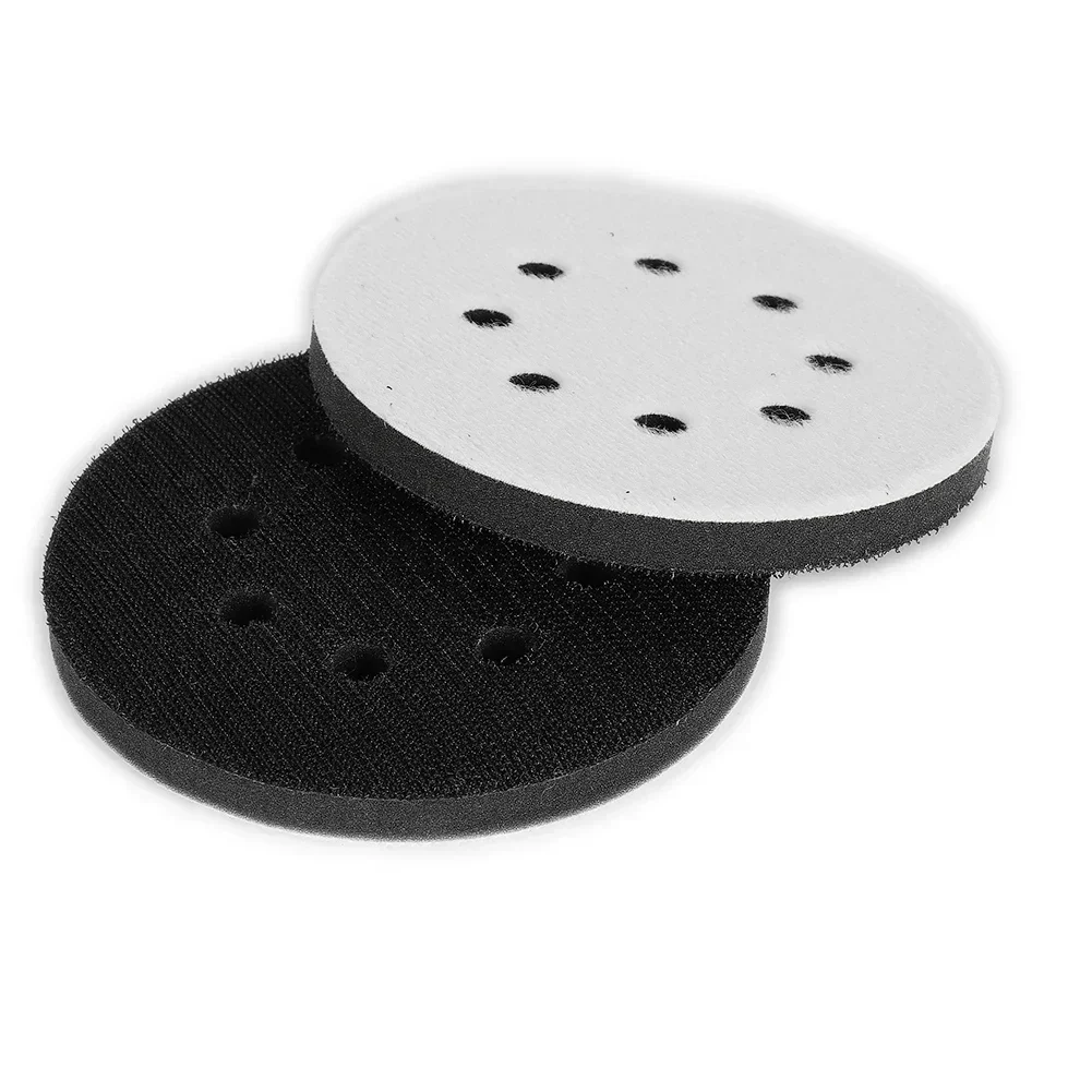 2pcs 125mm 5 Inch 8 Holes Sponge Interface Pad Sanding Pads Hook&Loop Soft Pad Sanding Discs For Uneven Surface Polishing NEW