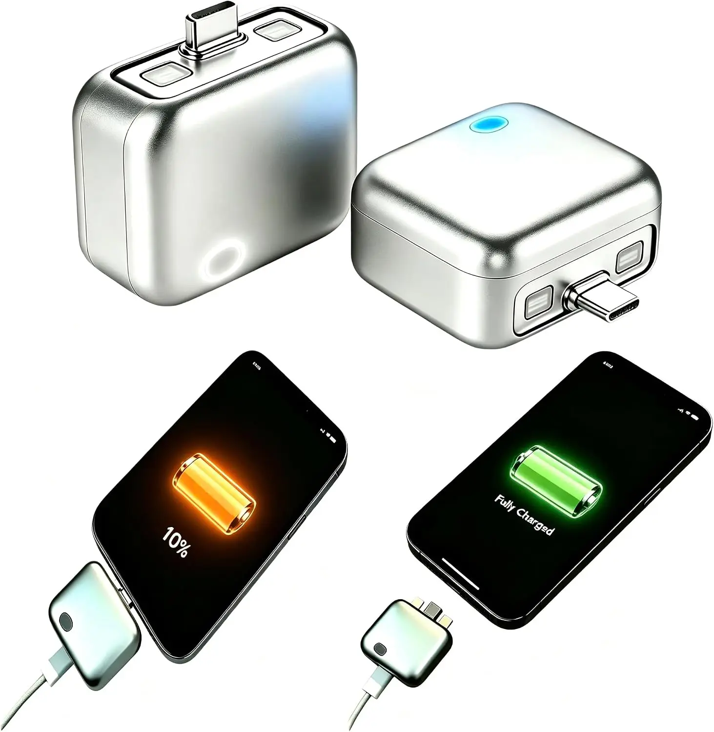 2PCS Innovative Overcharge Protection Adapter for iPhone 15-17/Mobile Phones/laptops/Headphones/Other USB-C Devices, Fully Charged Automatic Physical Disconnect Adapter for Funny Gifts, 140W Type-C